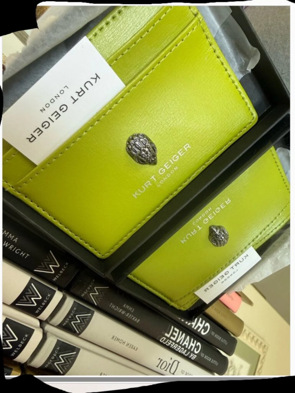 Kurt Geiger Bond Leather Card Holder • Lime • NWT Box • Eagle Head • Rare - Picture 7 of 11